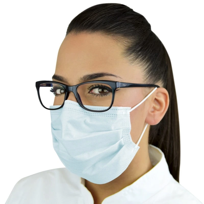 disposable anti-fog face mask blue earloops